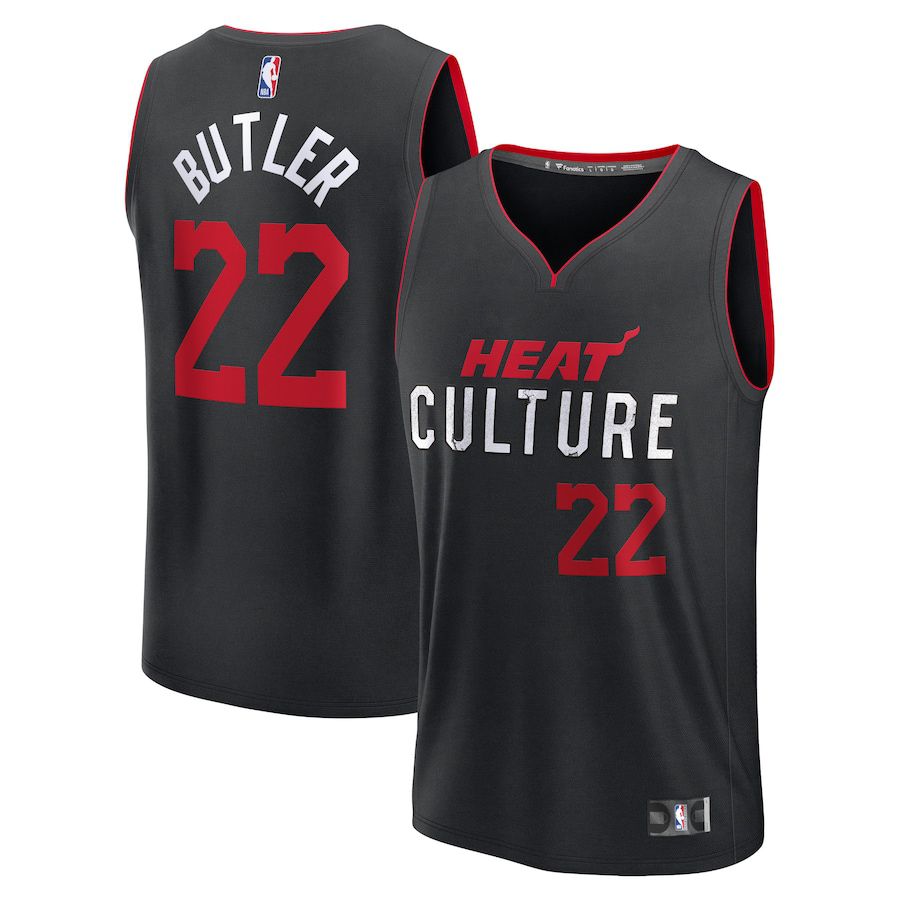 Men Miami Heat 22 Jimmy Butler Fanatics Branded Black City Edition 2023-24 Fast Break NBA Jersey